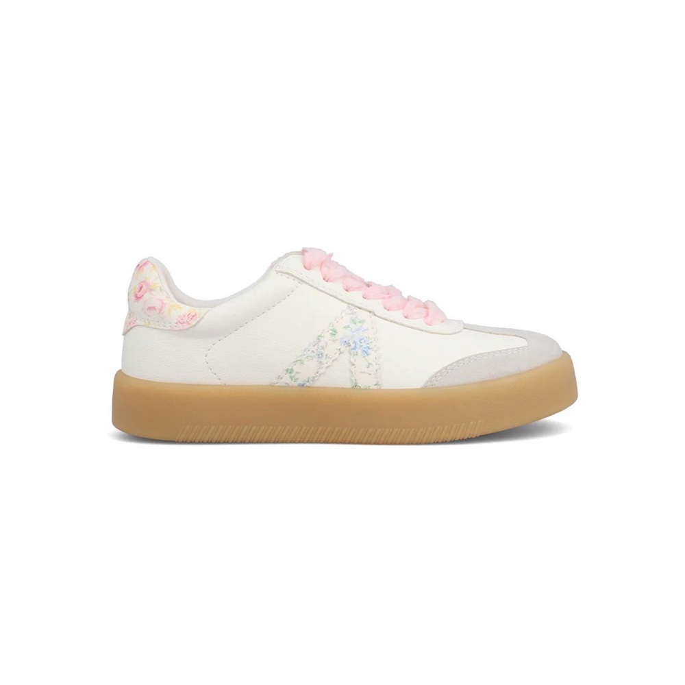 MIA White and Pink Floral-Accent Athletic Sneakers